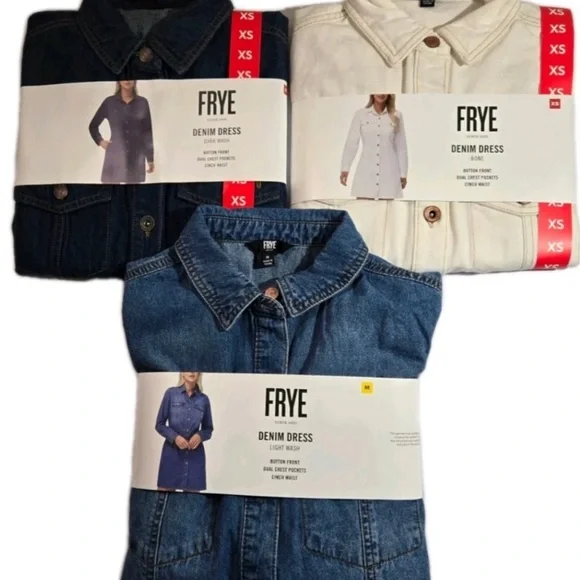 Nwt Frye Denim Button Down Dress Dark Wash - Picture 3 of 3